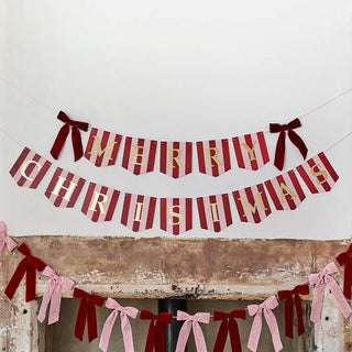 Pink & Red Stripe Merry Christmas Banner