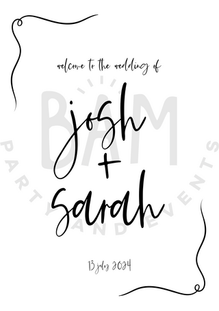 Custom A1 Printed Welcome Sign - BAM Party and Events