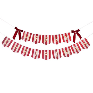 Pink & Red Stripe Merry Christmas Banner