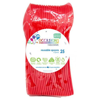 Red Spoons (25 Pack) - BAM Party and Events