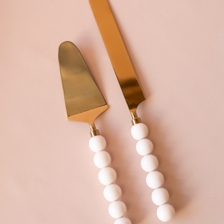 Cake Knife + Server - White Bubble - BAM Party and Events