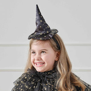 Black & Gold Star Witches Hat Headband - BAM Party and Events