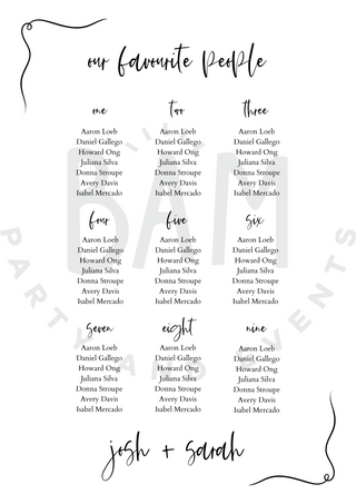 Custom A1 Printed Seating Chart - BAM Party and Events