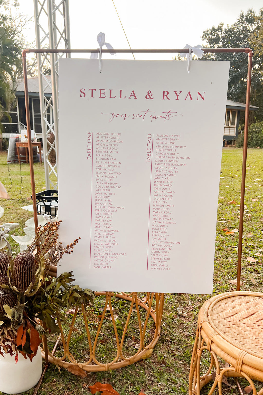 Custom A1 Printed Seating Chart BAM Party and Events