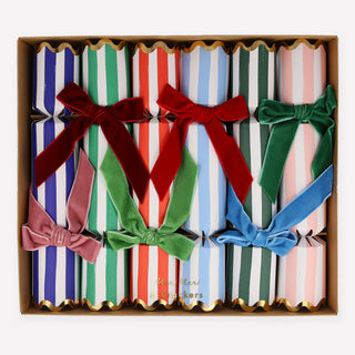 Stripe Velvet Bow Crackers - BAM Party and Events