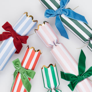 Stripe Velvet Bow Crackers - BAM Party and Events