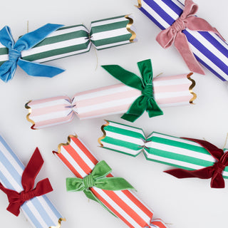 Stripe Velvet Bow Crackers - BAM Party and Events