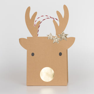 Medium Reindeer With Stars Gift Bags (Set of 2) - BAM Party and Events