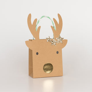Small Reindeer With Stars Gift Bags - BAM Party and Events