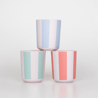 Stripy Reusable Bamboo Cups (Pack of 6) - BAM Party and Events
