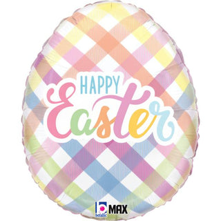 Plaid Easter Egg Foil Balloon - BAM Party and Events