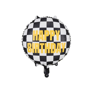 Checkered Happy Birthday Foil Balloon - BAM Party and Events