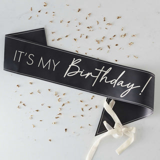 Black and Nude It's My Birthday Sash - BAM Party and Events