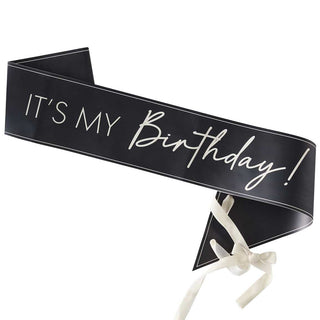 Black and Nude It's My Birthday Sash - BAM Party and Events