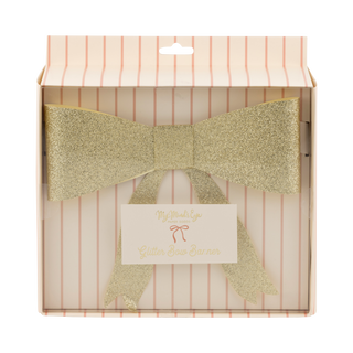 Gold Glitter Bow Banner - BAM Party and Events