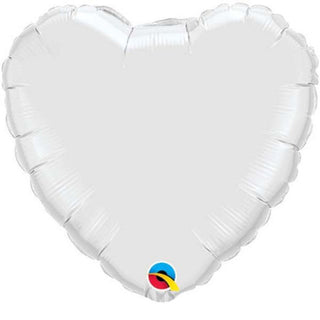 18" White Heart Foil Balloon - BAM Party and Events