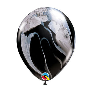 28cm Latex Balloon - Black & White SuperAgate - BAM Party and Events