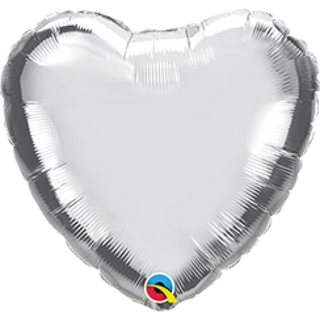 18" Silver Heart Foil Balloon - BAM Party and Events