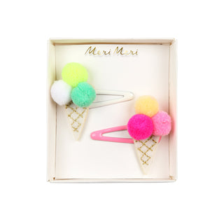 Pompom Ice Cream Hair Clips (Set of 2) - BAM Party and Events