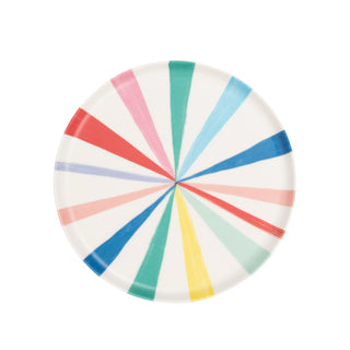 Small Bright Stripe Reusable Bamboo Plates - BAM Party and Events