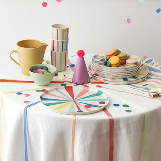 Small Bright Stripe Reusable Bamboo Plates - BAM Party and Events