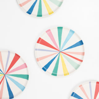 Small Bright Stripe Reusable Bamboo Plates - BAM Party and Events
