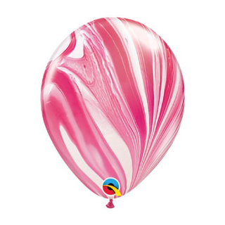 28cm Latex Balloon - Red & White SuperAgate - BAM Party and Events