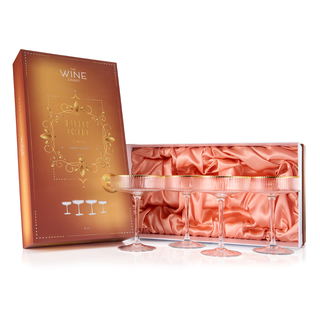 Art Deco Crystal Coupe Ribbed Glasses - Set of 4 - BAM Party and Events