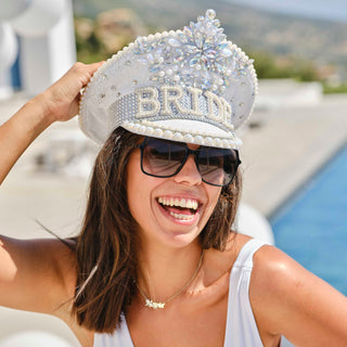 Rhinestone & Pearl Embellished Bride Cap - BAM Party and Events