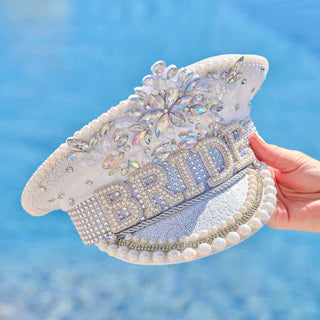 Rhinestone & Pearl Embellished Bride Cap - BAM Party and Events