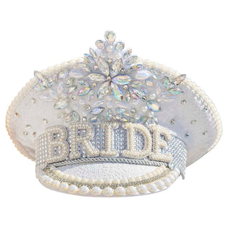 Rhinestone & Pearl Embellished Bride Cap - BAM Party and Events