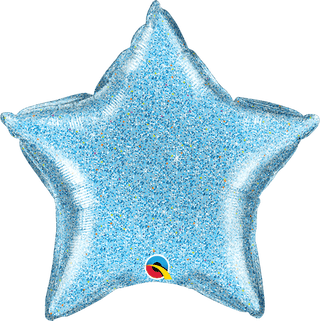 20" Glittergraphic Blue Star Foil Balloon