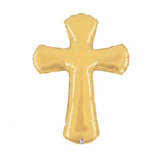 Gold Cross Foil Balloon - BAM Party and Events
