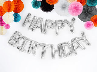 Silver Happy Birthday Foil Balloons