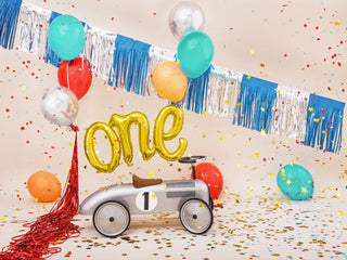 Gold "One" Script Foil Balloons - BAM Party and Events