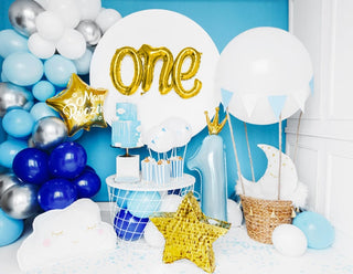 Gold "One" Script Foil Balloons - BAM Party and Events