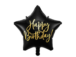 Black Happy Birthday Foil Balloon - BAM Party and Events
