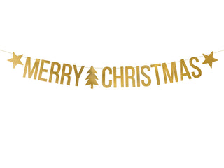 Gold Merry Christmas Banner - BAM Party and Events