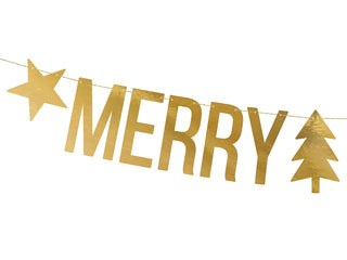 Gold Merry Christmas Banner - BAM Party and Events