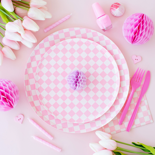 Check It! Tickle Me Pink Dinner Plates - BAM Party and Events
