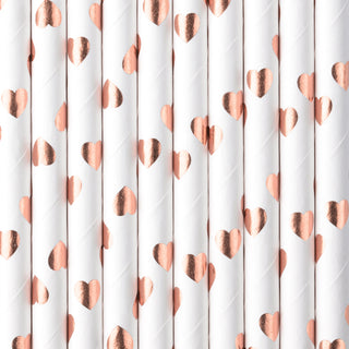 Rose Gold Heart Paper Straws - BAM Party and Events