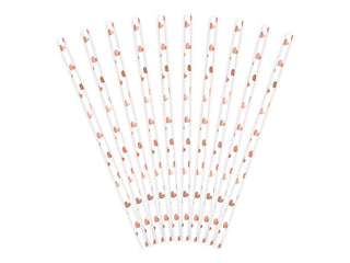 Rose Gold Heart Paper Straws - BAM Party and Events