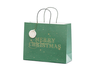 Merry Christmas Gift Bag Bottle Green - BAM Party and Events