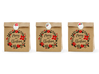 Merry Little Christmas Kraft Gift Bags 3pk - BAM Party and Events
