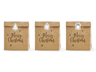 Merry Christmas Kraft Gift Bags 3pk - BAM Party and Events