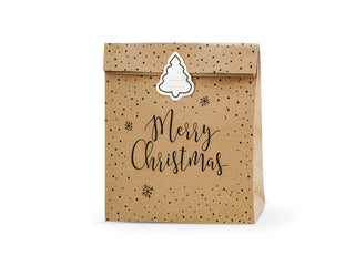 Merry Christmas Kraft Gift Bags 3pk - BAM Party and Events