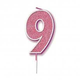 Pink Glitter Number Candle - BAM Party and Events