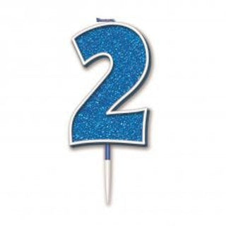 Blue Glitter Number Candle - BAM Party and Events