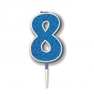 Blue Glitter Number Candle - BAM Party and Events