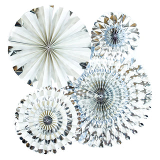Silver Party Fans - 4 Pack - BAM Party and Events